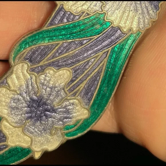 Vintage CJ Cloisonné Iris Bib Necklace - Picture 13 of 13